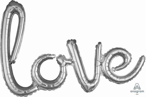 Silver Love Script Balloon