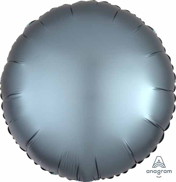 Steel Blue Satin Luxe Round Foil Balloon, 18 Inch
