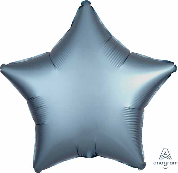 Steel Blue Satin Luxe Star Foil Balloon, 19 Inch