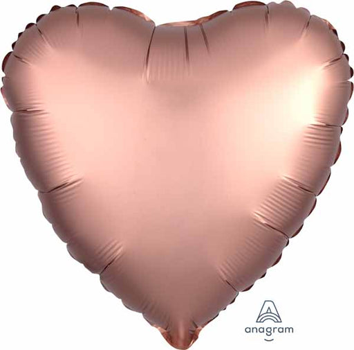 Rose Copper Satin Luxe Heart Foil Balloon, 18 Inch
