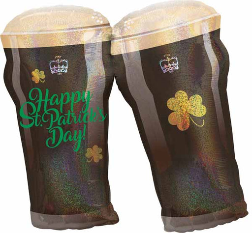 ST PATS BEER GLASS 28" HOLO SHP P45 PKG