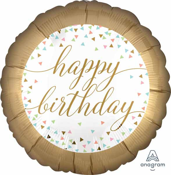 Pastel Confetti Birthday Round Foil Balloon, 18 Inch