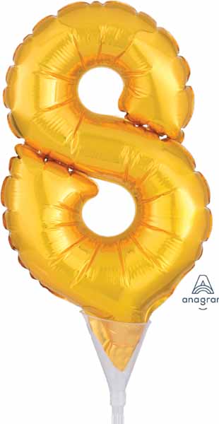 Gold Number 8 Cake Pick, 6 Inch