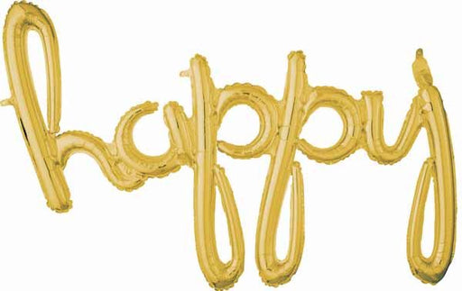 Happy Gold Script Balloon