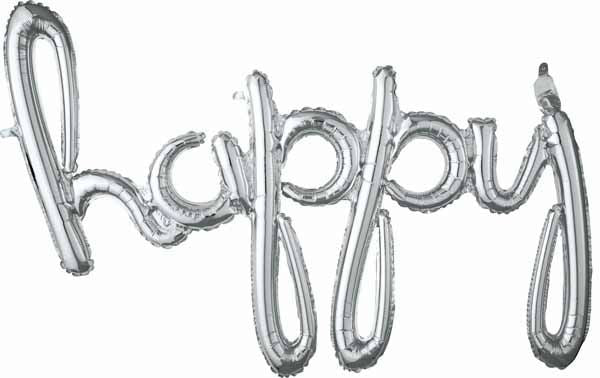 Silver Happy Script Balloon