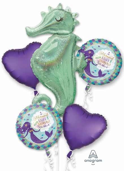 Mermaid Wishes Seahorse Foil Balloon Bouquet