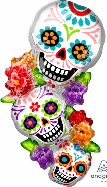 Stackin' Sugar Skulls 38-Inch Foil Balloon