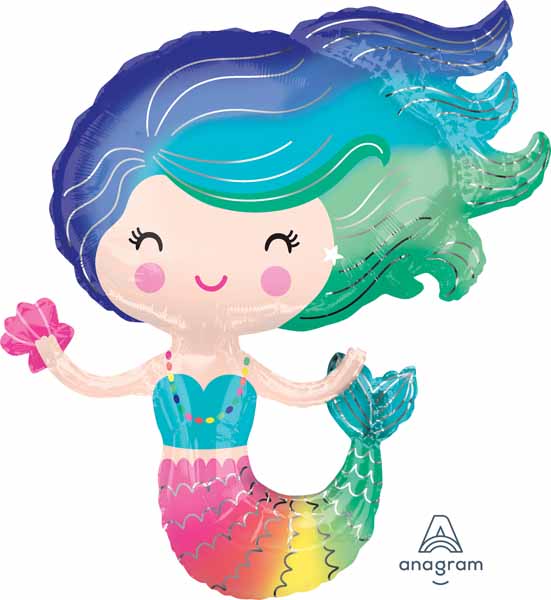 Colorful Mermaid 30-Inch Foil Balloon