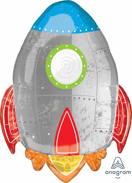 Blast Off Birthday Shaped Foil Balloon, 29 Inch