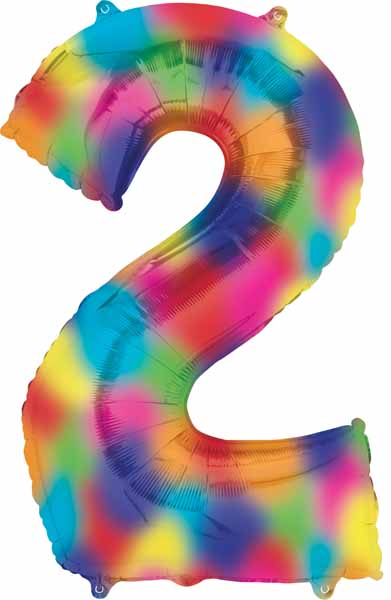 34 Inch Rainbow Splash Number 2 Balloon