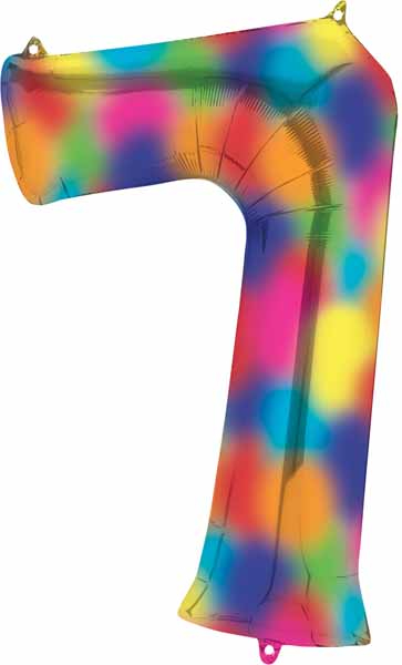 34-Inch Rainbow Splash Number 7 Balloon