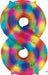 Rainbow Splash Number 8 Balloon, 34 Inch