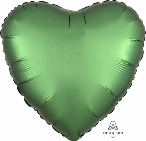 Emerald Green Satin Luxe Heart Foil Balloon, 18 Inch