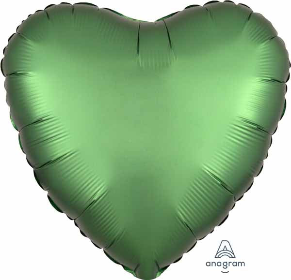 Emerald Green Satin Luxe Heart Foil Balloon, 18 Inch