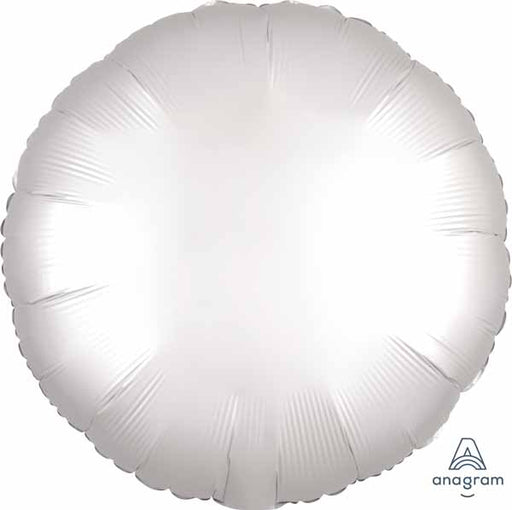 White Satin Luxe Round Foil Balloon, 18 Inch