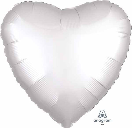 White Satin Luxe Heart Foil Balloon, 18 Inch
