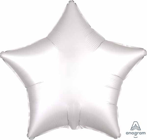 White Satin Luxe Star Foil Balloon, 19 Inch