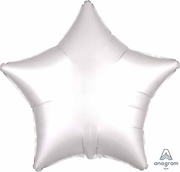 White Satin Luxe Star Foil Balloon, 19 Inch