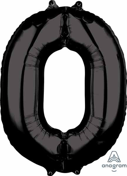 26-Inch Black Number 0 Balloon