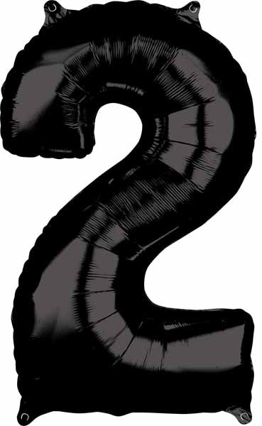Black Number 2 Balloon, 26 Inch