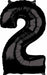 Black Number 2 Balloon, 26 Inch