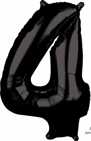 Black Number 4 Balloon, 26 Inch