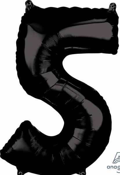 26-Inch Black Number 5 Balloon