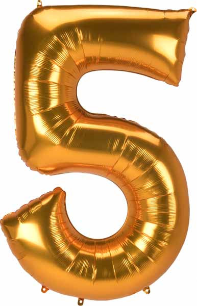 52-Inch Gold Number 5 Balloon