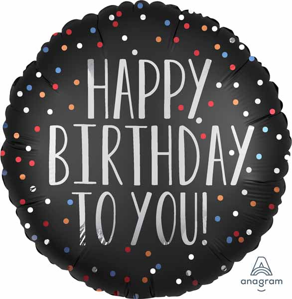 HBD TO U SATIN DOTS 18" RND S40 PKG