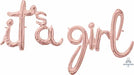 Rose Gold It's a Girl Script Balloon
