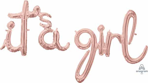 Rose Gold It's a Girl Script Balloon