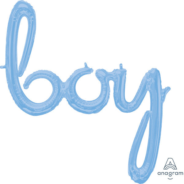 Pastel Blue "Boy" Script Balloon