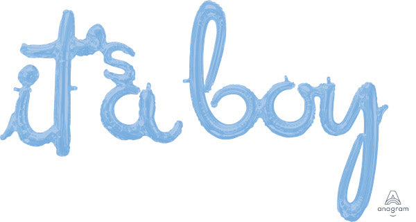 It's a Boy Pastel Blue Script Balloon
