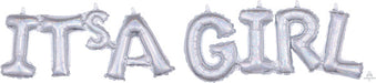 It's a Girl Holographic Block Letter Phrase Balloon