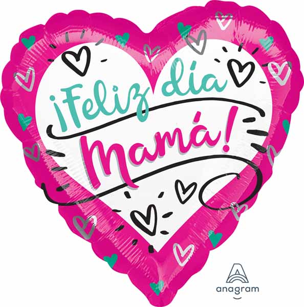 Feliz Día Mamá Heart Foil Balloon, 18 Inch