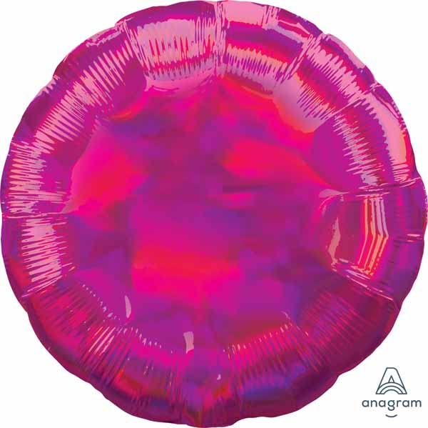 Iridescent Magenta Round Foil Balloon, 18 Inch