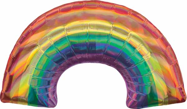 34 Inch Iridescent Rainbow Shaped Foil Balloon