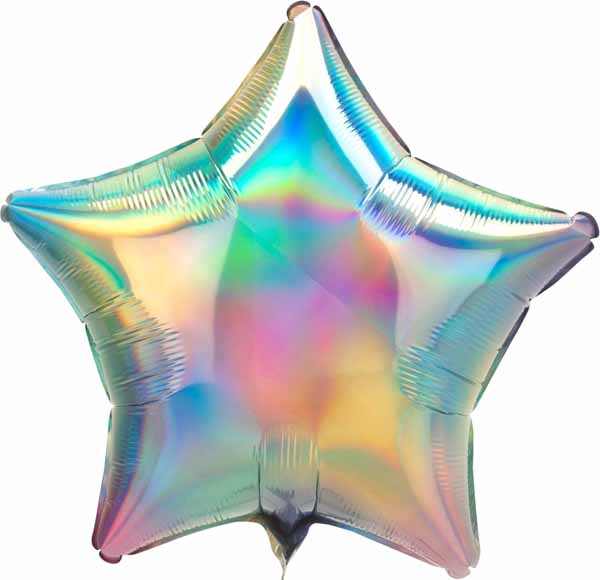 Iridescent Pastel Rainbow Star Foil Balloon, 19 Inch