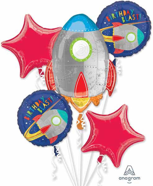 Blast Off Birthday Foil Balloon Bouquet