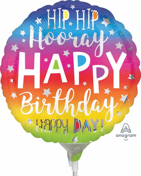 Hip Hip Hooray Birthday 9-Inch Round Foil Balloon