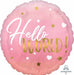 Hello World Pink Baby Girl 18" Round Foil Balloon
