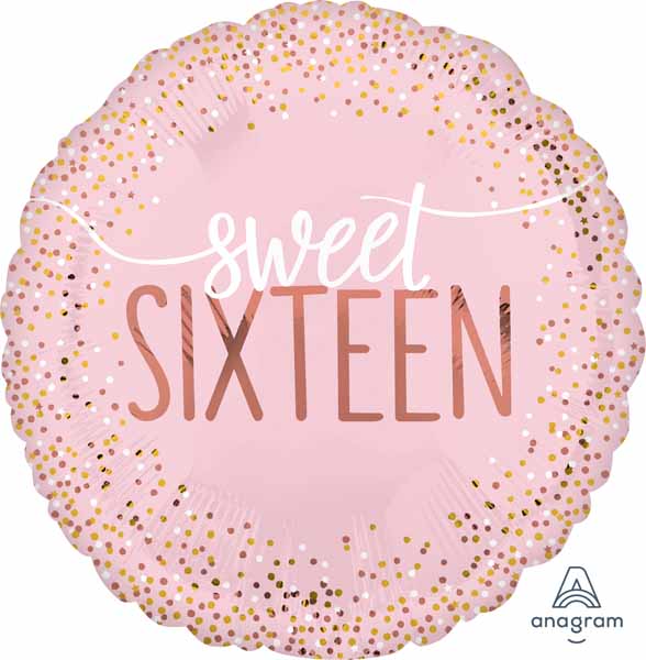 Sixteen Blush 18-Inch Round Foil Birthday Balloon