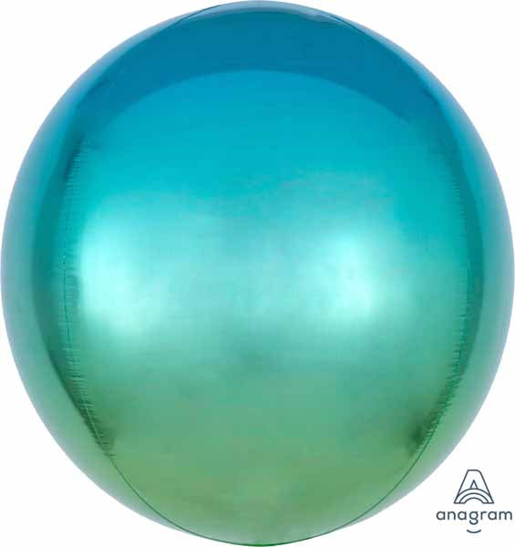 Blue & Green Ombre Orbz Foil Balloon, 16 Inch