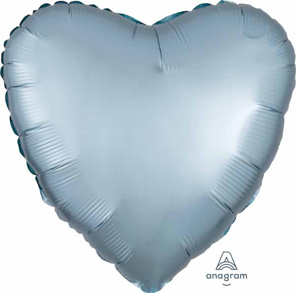 18-Inch Pastel Blue Satin Luxe Heart Foil Balloon