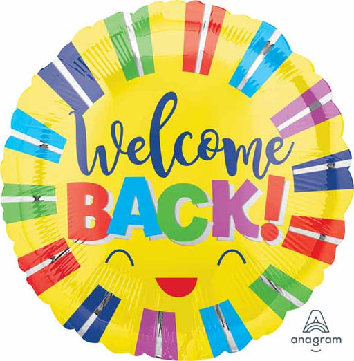 Welcome Back Stripes 18-Inch Round Foil Balloon