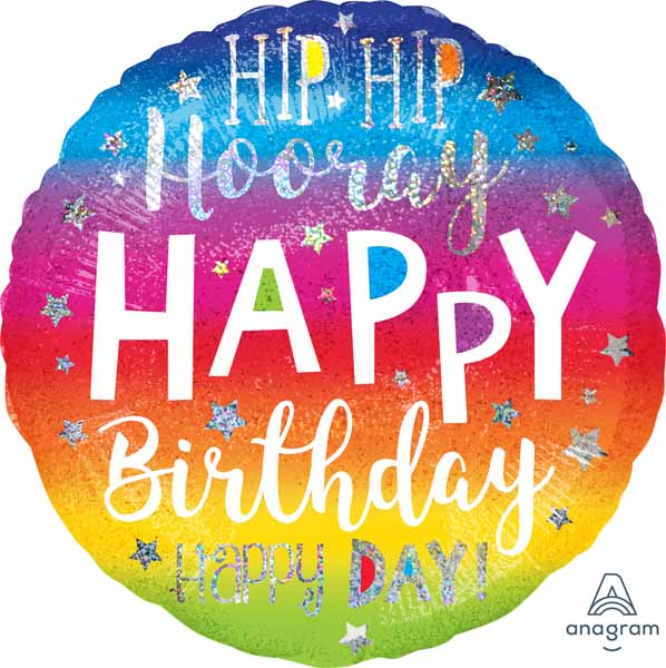 HIP HIP HOORAY BDAY JUMBO HOLO P40 PKG