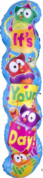 Owl & Stars Happy Birthday Foil Balloon, 40 Inch