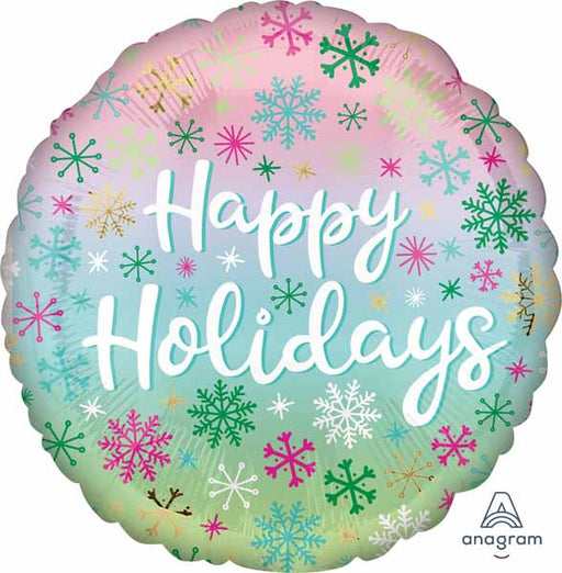 Happy Holidays Snowflakes 18" Round Foil Balloon
