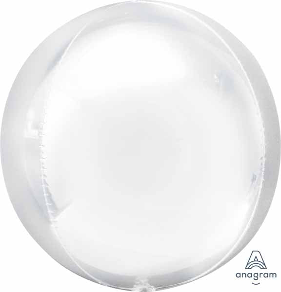 White Orbz Foil Balloon, 16 Inch