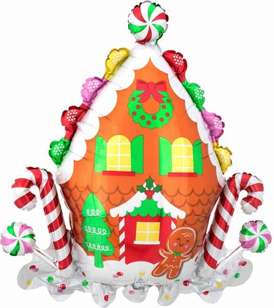 30-Inch Gingerbread House Foil Balloon